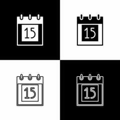 Set Happy Independence day India icon isolated on black and white background. Flyer design for 15th August. Vector