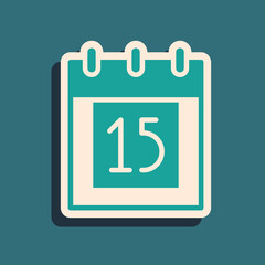 Green Happy Independence day India icon isolated on green background. Flyer design for 15th August. Long shadow style. Vector