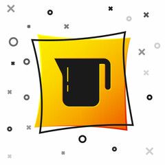 Black Coffee pot icon isolated on white background. Yellow square button. Vector