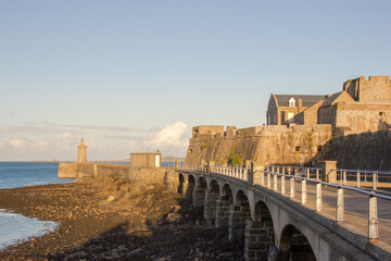 View of Castle Cornet at sunset, Guernsey