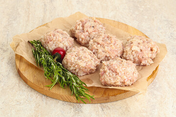 Traditional homemade raw pork meatballs