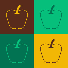 Pop art Apple icon isolated on color background. Excess weight. Healthy diet menu. Fitness diet apple. Vector