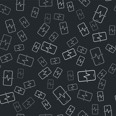 Grey Phone repair service icon isolated seamless pattern on black background. Adjusting, service, setting, maintenance, repair, fixing. Vector