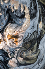 Luxury art in Eastern style. Golden swirl, artistic design. Painter uses vibrant paints to create these magic art, with addition golden glitters, lines. ART&GOLD.  Masterpiece of designing art. 