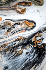 Luxury art in Eastern style. Golden swirl, artistic design. Painter uses vibrant paints to create...