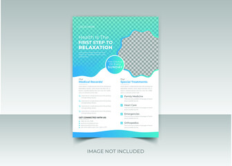 Corporate healthcare and medical cover a4 flyer design template for print Layout template Vector illustrations for medical, healthcare, pharmacy presentation, document cover and layout template design