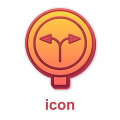 Gold Fork in the road icon isolated on white background. Vector