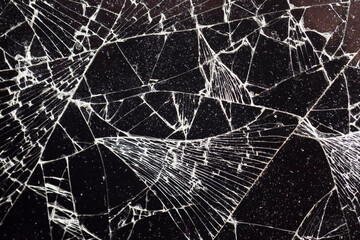 broken thin glass with lots of cracks