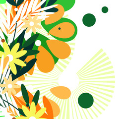 Trendy abstract artistic template with floral and geometric elements. Suitable for social media posts, mobile apps, banner designs, and online advertisements. Color Trends