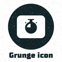 Grunge Stopwatch icon isolated on white background. Time timer sign. Chronometer sign. Monochrome vintage drawing. Vector