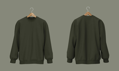 Blank sweatshirt mock up in front view, 3d rendering, 3d illustration