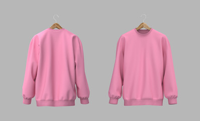 Blank sweatshirt mock up in front view, 3d rendering, 3d illustration