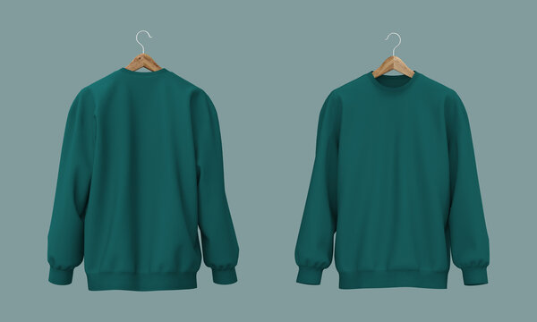 Blank Sweatshirt Mock Up In Front View, 3d Rendering, 3d Illustration