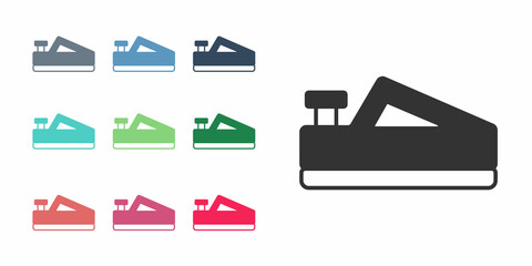 Black Wood plane tool for woodworker hand crafted icon isolated on white background. Jointer plane. Set icons colorful. Vector