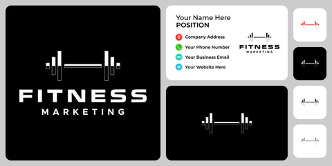 Fototapeta na wymiar Abstract dumbbells and marketing graph logo design with business card template.