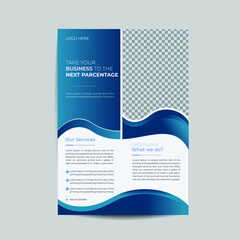 Blue modern minimalist business flyer in A4 size, modern corporate poster magazine, layout, template