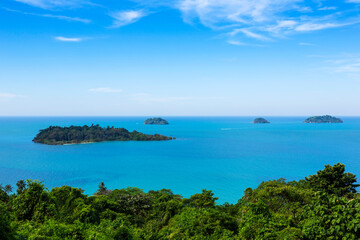 Naturally beautiful sea views, Tropical island surrounded by clear turquoise sea, Trat archipelago in Thailand