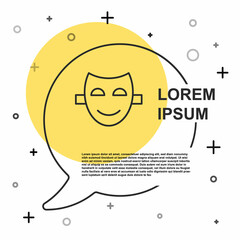 Black line Comedy theatrical mask icon isolated on white background. Random dynamic shapes. Vector