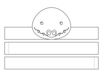 Printable crocodile paper crown. Diy cut party ribbon template for birthday, christmas, baby shower. Fun accessory for entertainment. Print, color, cut and glue. Vector stock illustration.