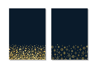 Set of Background Design with Golden Glitters, Navy Background