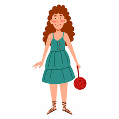 Stylish Girl in summer clothes. Boho style. Vector illustration in a flat style