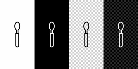 Set line Spoon icon isolated on black and white background. Cooking utensil. Cutlery sign. Vector Illustration