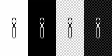 Set line Spoon icon isolated on black and white background. Cooking utensil. Cutlery sign. Vector Illustration