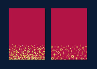 Set of Background Design with Golden Glitters, Wine-red Background