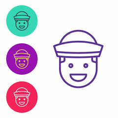 Set line Sailor icon isolated on white background. Set icons colorful. Vector