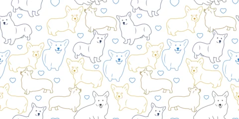 Tuinposter Vector seamless pattern with cute dogs. Light color line arts. © Miracle Arts