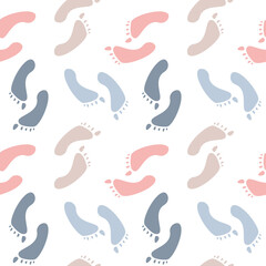 Fototapeta na wymiar Seamless pattern with multicolored footprints. EPS 10.