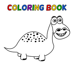 smiling herbivorous dinosaur with black and white spots for colouring