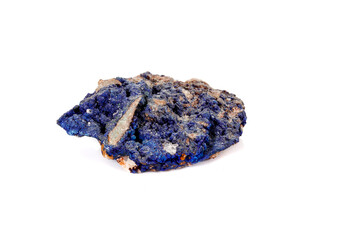 Macro mineral stone Malachite and Azurite against white background