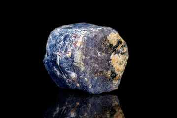 macro mineral stone sapphire on a black background