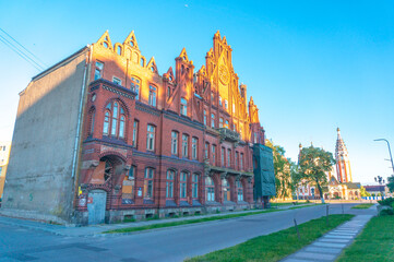 People's Bank building Gusev. Kaliningrad region, Russia.