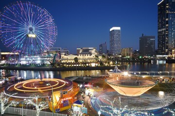 Naklejka premium 横浜みなとみらいの夜景 イルミネーション