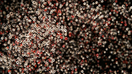 Freeze Motion Shot of Rotating Peppers Balls. Top shot.