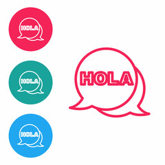 Red line Hola icon isolated on white background. Set icons in circle buttons. Vector