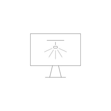 recommend clip art: Vector outline symbol suitable for internet pages, sites, stores, shops, social networks. Editable stroke. Line icon of shower on monitor of modern computer