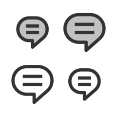 Pixel-perfect linear icon of elliptical speech bubble built on two base grids of 32 x 32 and 24 x 24 pixels for easy scaling. The initial base line weight is 2 pixels.  Editable strokes