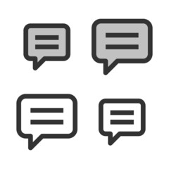 Pixel-perfect linear icon of rectangular speech bubble built on two base grids of 32 x 32 and 24 x 24 pixels for easy scaling. The initial base line weight is 2 pixels.  Editable strokes