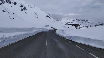 Panoramatic Grossglockner high alpine road surounding in winter