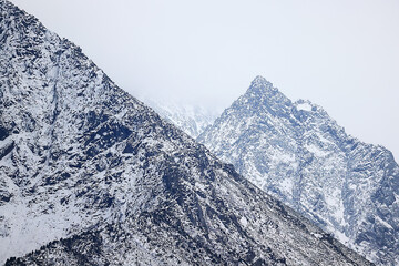 mountains snowy peaks, abstract landscape winter view