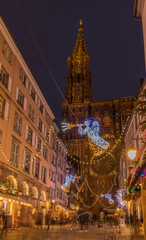 Fototapeta na wymiar Cathedral in Strasbourg at Christmas In France on December 6th 2021