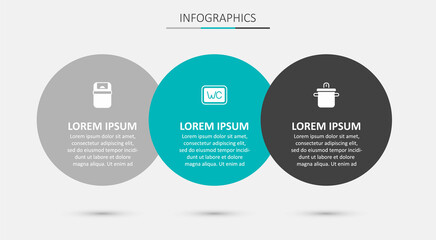 Set Toilet, Trash can and Cooking pot. Business infographic template. Vector
