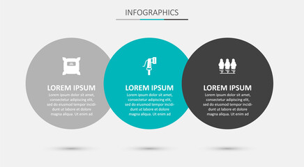 Set Garden hose, Pack full of seeds and Fruit trees. Business infographic template. Vector