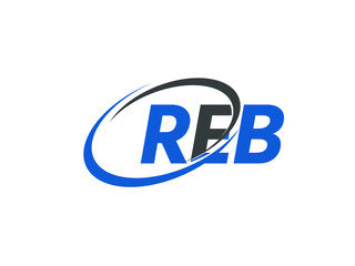 REB letter creative modern elegant swoosh logo design