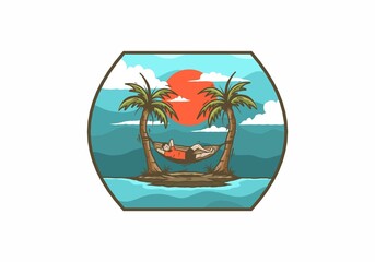 Relax in hammock illustration badge