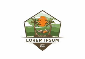 Relax in hammock illustration badge