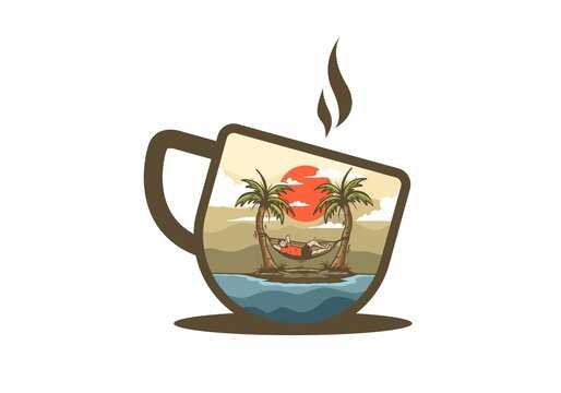 recommend clip art: Relax in hammock illustration badge